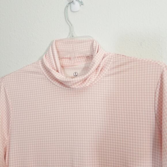 Lands End houndstooth jersey hi low turtleneck top - Picture 2 of 6